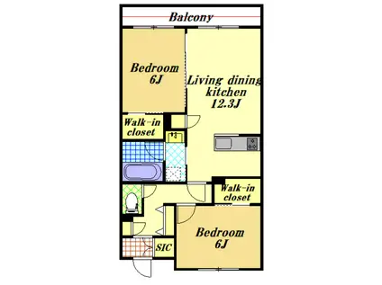 LA SERENTE(2LDK/1階)の間取り写真