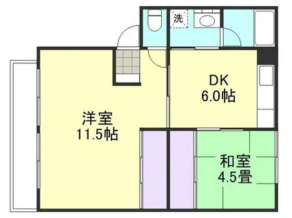 ハーベスト川入(2DK/2階)の間取り写真