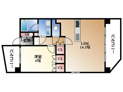 上前津ライズ(1LDK/10階)の間取り写真