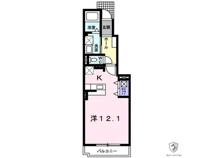 プラシード(ワンルーム/1階)の間取り写真