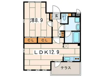 メゾンクレールヒヨシ2(1LDK/1階)の間取り写真