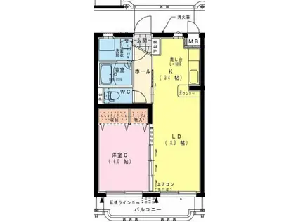 HARMONY西高松(1LDK/3階)の間取り写真