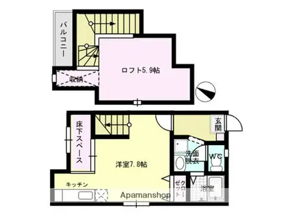 ポラリス周船寺駅前(ワンルーム/1階)の間取り写真
