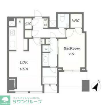 シティタワー麻布十番(1LDK/14階)の間取り写真