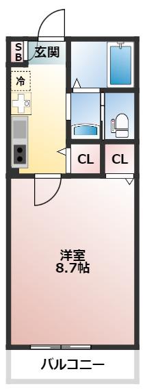 エルスタンザ赤羽(1K/3階)の間取り写真