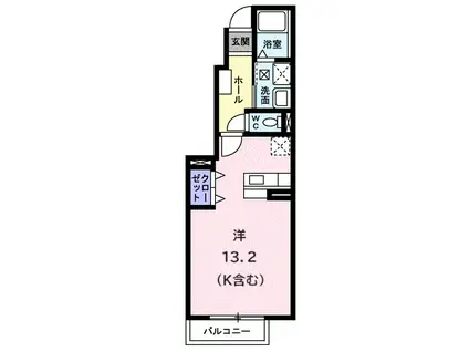 シュルマンドミール(ワンルーム/1階)の間取り写真