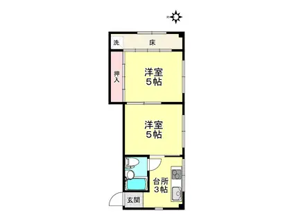 吉村第1マンション(2K/1階)の間取り写真