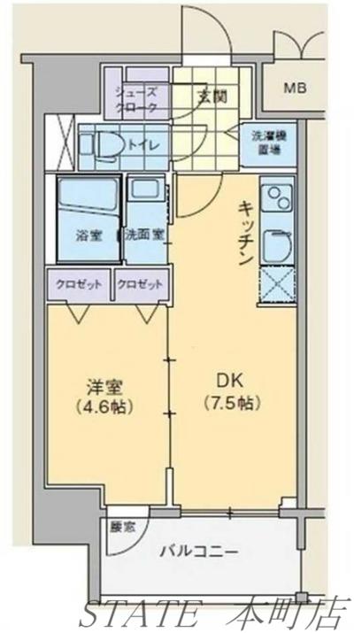 BLAU本町東(1DK/11階)の間取り写真