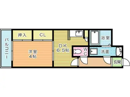 ニューエバーグリーン小倉(1LDK/4階)の間取り写真