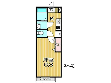 ラ・クール(1K/2階)の間取り写真