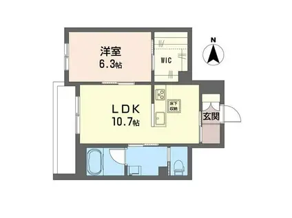 シャーメゾン セルディーナ(1LDK/1階)の間取り写真