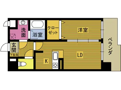 アージョスパジオ鶴崎(1LDK/6階)の間取り写真