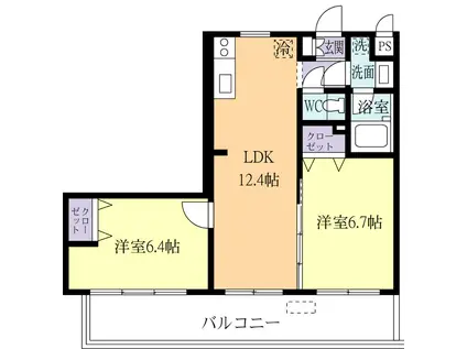 花室ヒルズA棟(2LDK/3階)の間取り写真
