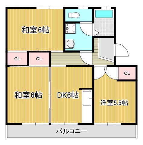 見能林ハイツ(3DK/2階)の間取り写真