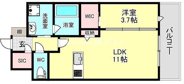 TEAL RESIDENCE BAY(1LDK/8階)の間取り写真