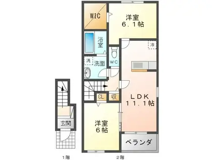 サンリットヴィラX(2LDK/2階)の間取り写真