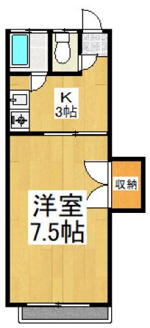 加藤荘(1K/2階)の間取り写真