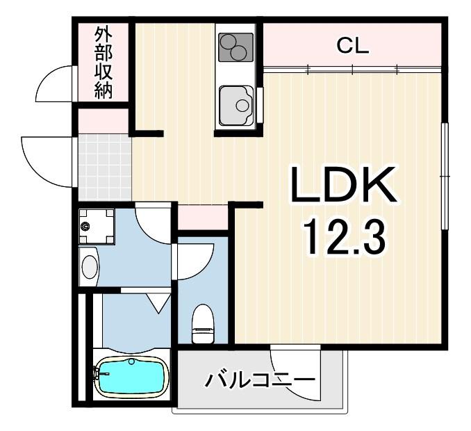 グランツコートジョン立花町(1LDK/3階)の間取り写真