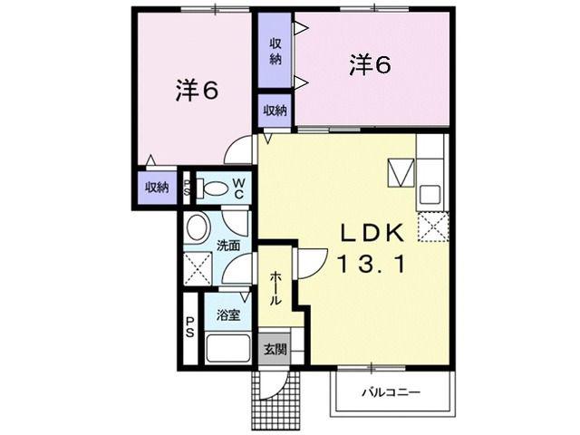 グランベリーA棟(2LDK/1階)の間取り写真