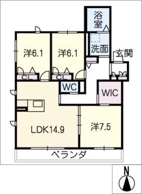 プルメリアテラス(3LDK/1階)の間取り写真