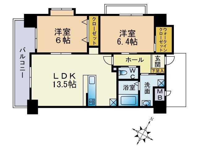 ベルステージ須賀町(2LDK/7階)の間取り写真