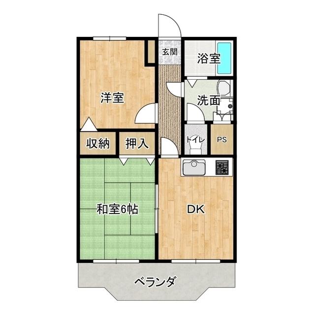 メゾンフジC(2DK/2階)の間取り写真