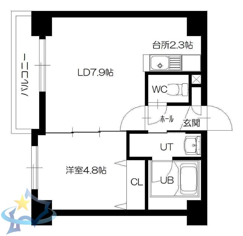 SーFORT札幌北5条(1LDK/4階)の間取り写真