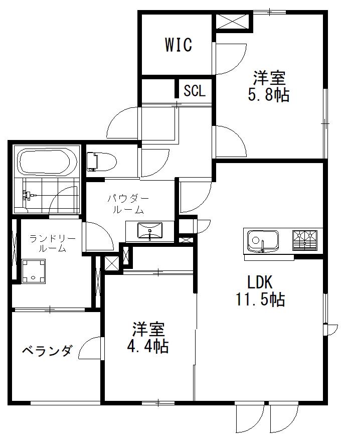 ソルナシエンテ(2LDK/3階)の間取り写真