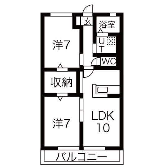 チェルビアット(2LDK/1階)の間取り写真