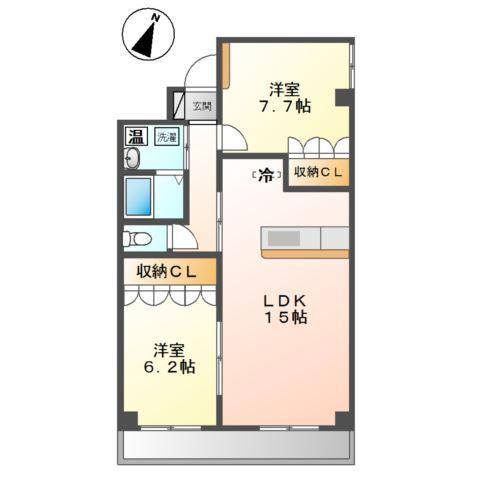 カルキノス(2LDK/3階)の間取り写真