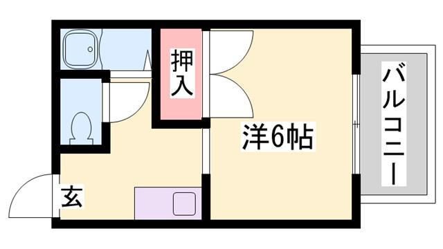 プティメゾンII(1K/2階)の間取り写真