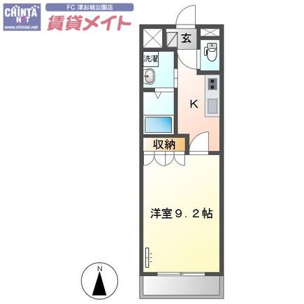 リヴァージュA棟(1K/2階)の間取り写真