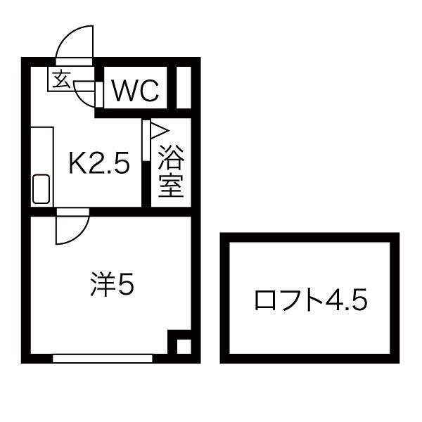 ベル北37条(1K/2階)の間取り写真