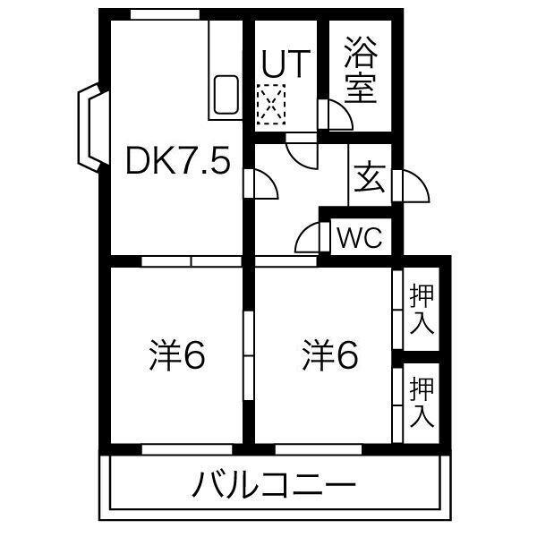 シェリールB(2DK/3階)の間取り写真