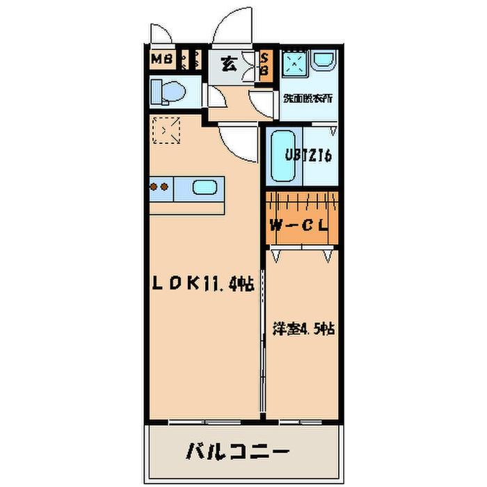 ヒルズ折尾(1LDK/3階)の間取り写真