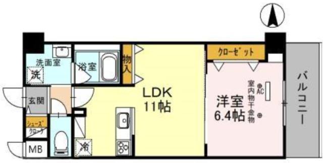 グランツコート御幣島(1LDK/1階)の間取り写真