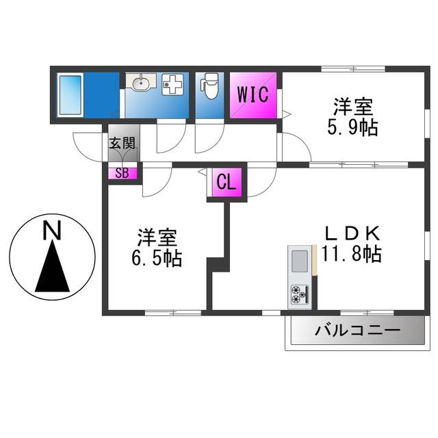 CHERI(2LDK/1階)の間取り写真