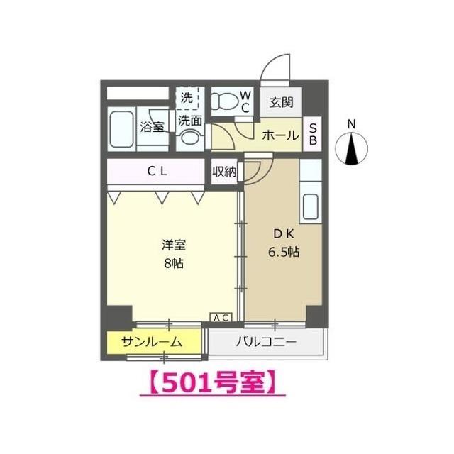 雅107(1DK/5階)の間取り写真