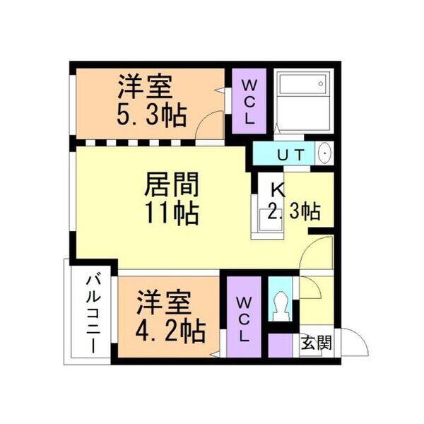 413フェノメノ(2LDK/5階)の間取り写真