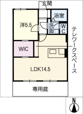 グリーンタウントーシンB棟(1LDK/1階)の間取り写真