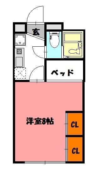 タウンコート上ノ丸(1K/1階)の間取り写真