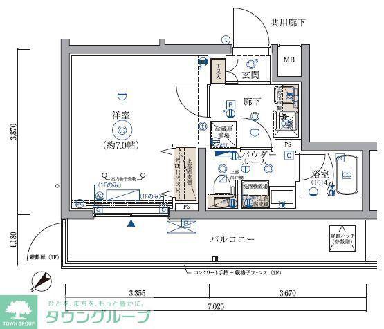 ARCOBALENO KIKUNA(1K/2階)の間取り写真