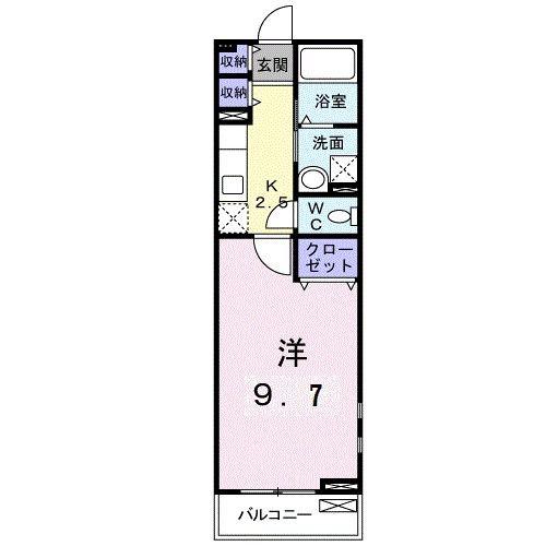 アズーリ(1K/2階)の間取り写真