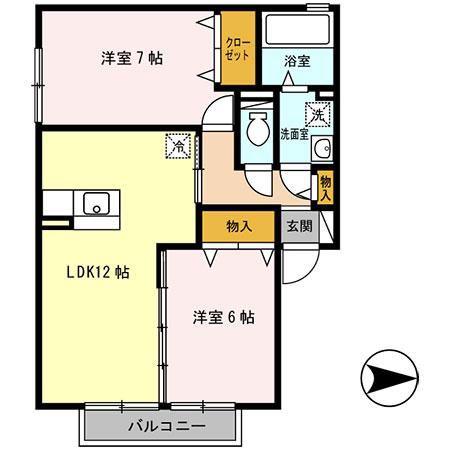 グランシャリオII(2LDK/2階)の間取り写真