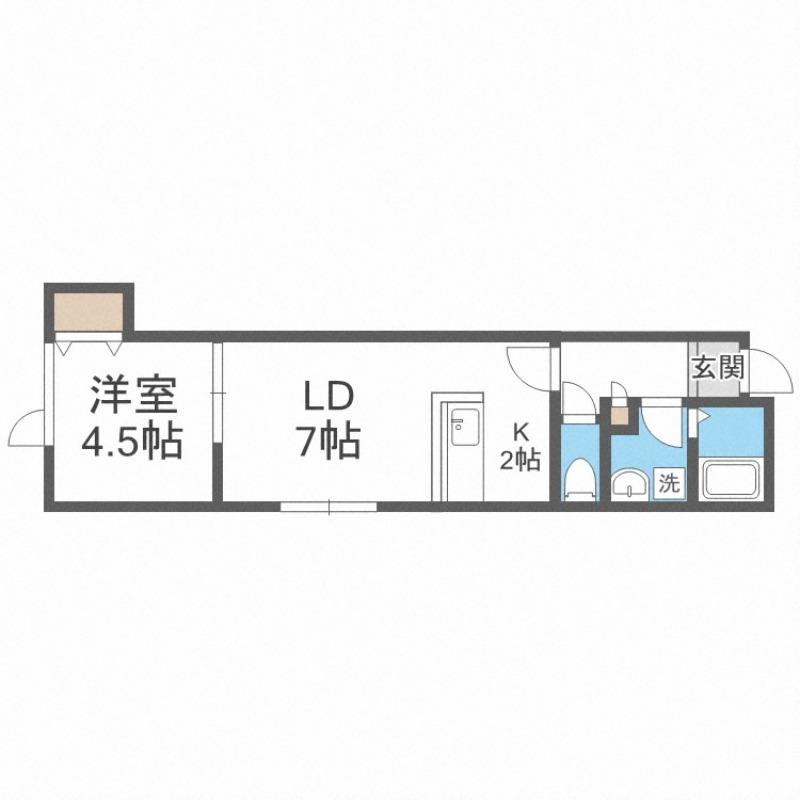 リヴエール(1LDK/2階)の間取り写真
