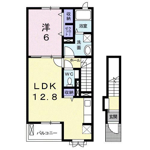ボン スターブルA(1LDK/2階)の間取り写真