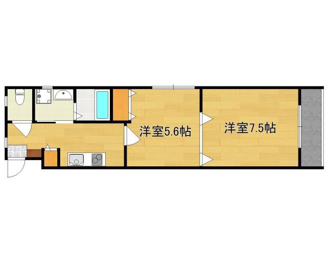 文陽館三条かも川(2K/4階)の間取り写真