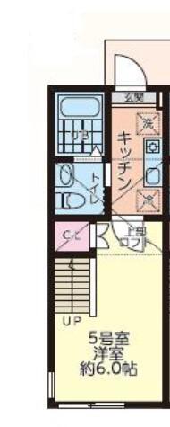 シティハイツ新磯野2号棟(1K/2階)の間取り写真