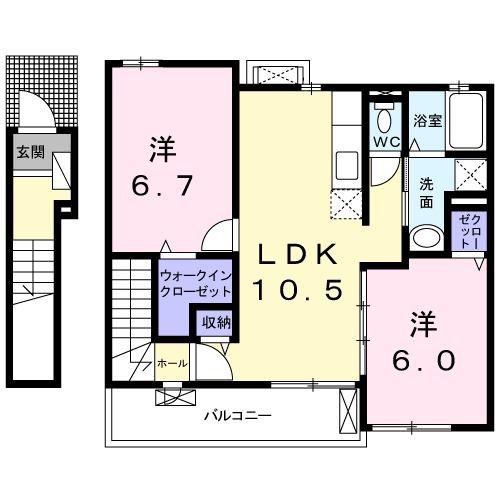 サン フィオーレII(2LDK/2階)の間取り写真