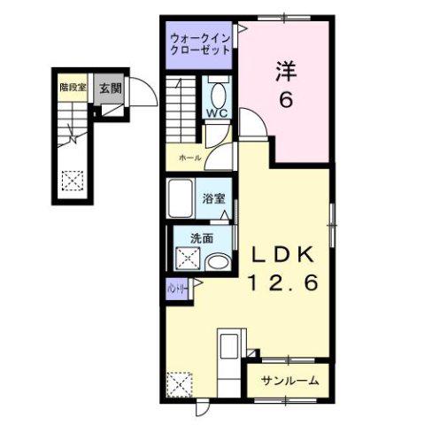 ヴァーチュ葵(1LDK/2階)の間取り写真